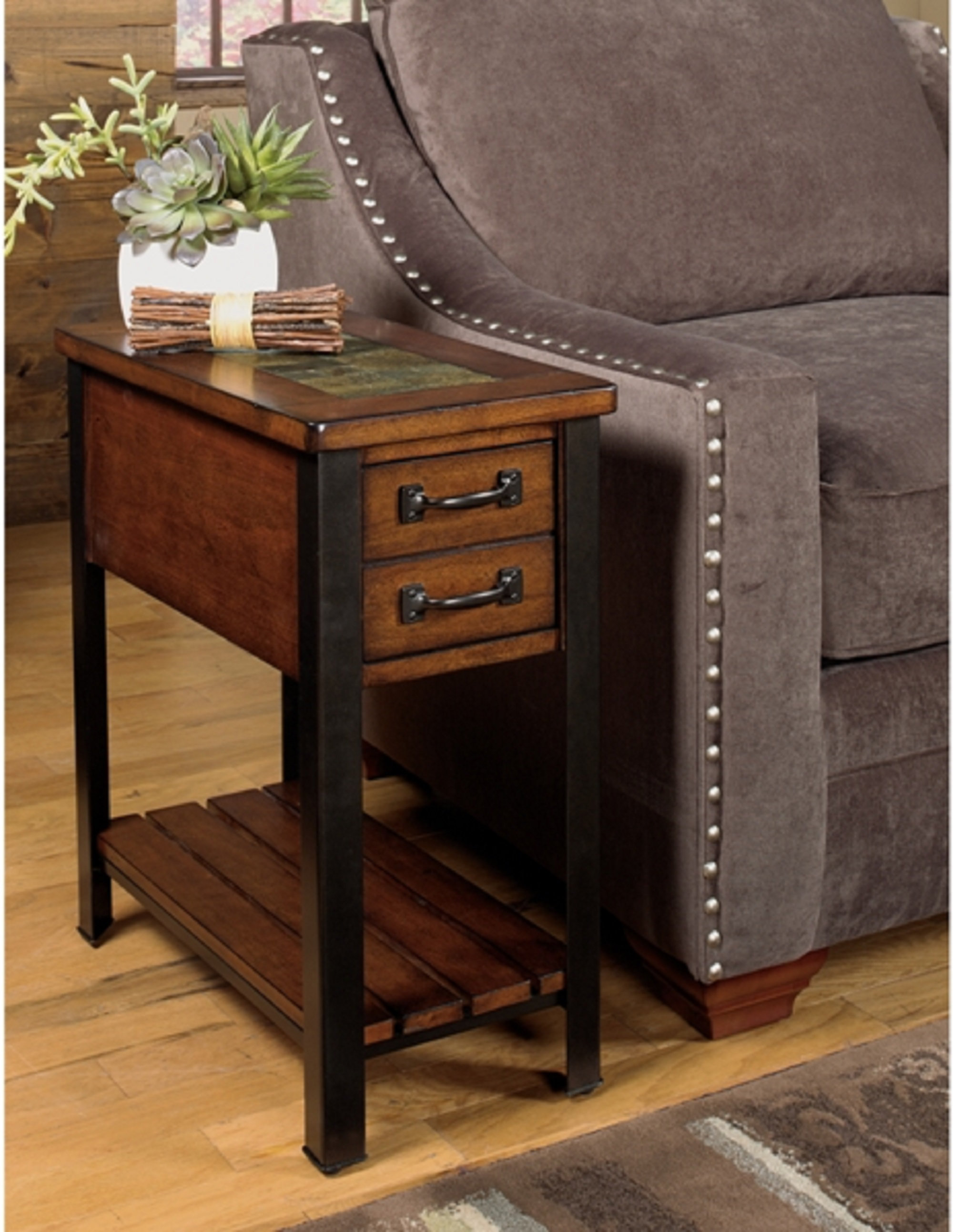 Long end table with storage discount